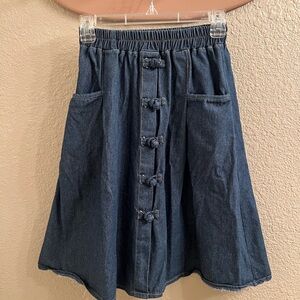 Denim Blue Skirt with Button Detail